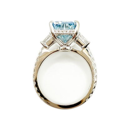 The Cinderella 5ct Fancy Blue Radiant Ring in 14K White Gold