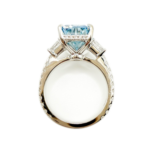 The Cinderella 5ct Fancy Blue Radiant Ring in 14K White Gold