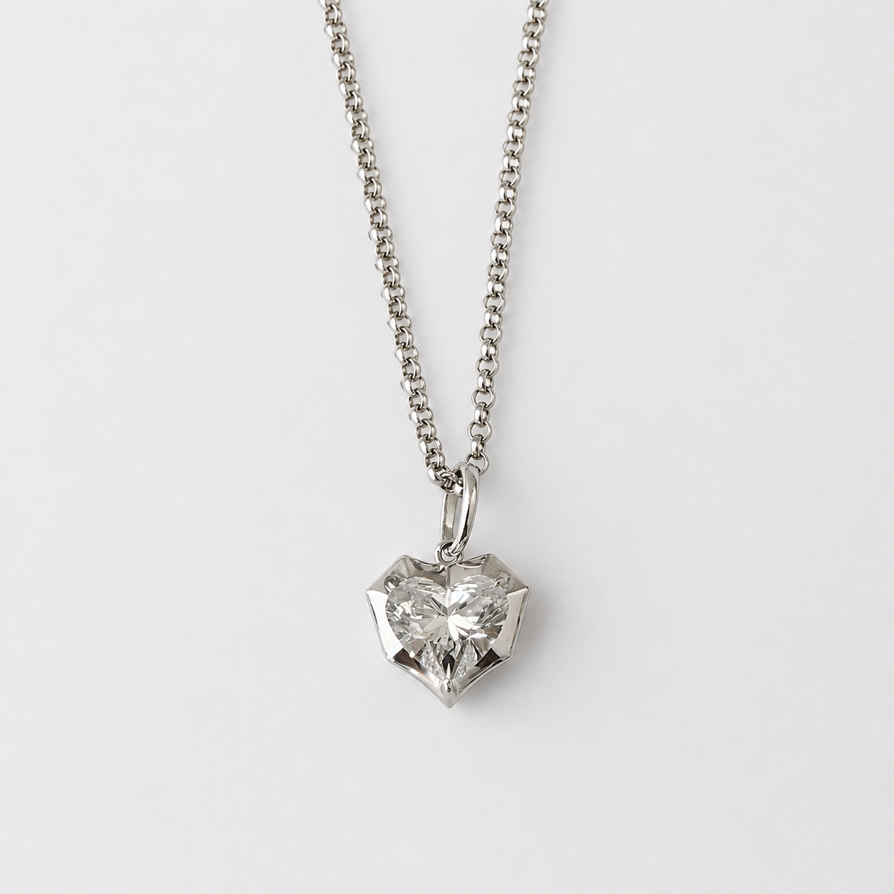 Heart-Shaped Diamond Pendant in 14K White Gold