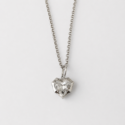 Heart-Shaped Diamond Pendant in 14K White Gold