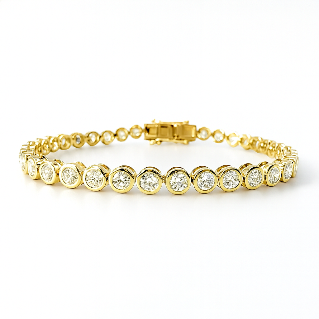 4ct Bezel Tennis Bracelet in 14K Yellow Gold