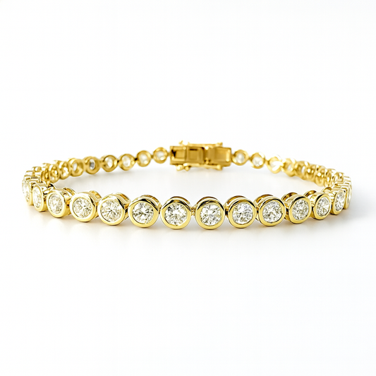 4ct Bezel Tennis Bracelet in 14K Yellow Gold