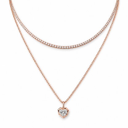 Heart-Shaped Diamond Pendant in 14K Rose Gold