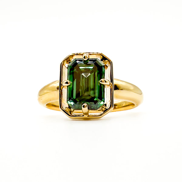 The Frame-Up Green Emerald Cut Diamond Ring