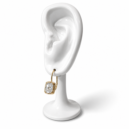 Pillow Drops, 4.28ctw Cushion Cut Dangle Earrings in 14K Yellow Gold
