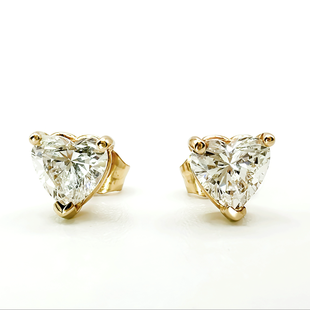 Heart Shaped Stud Earrings, 1ctw