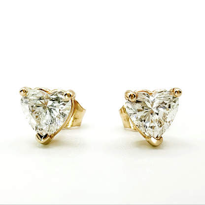 Heart Shaped Stud Earrings, 1ctw