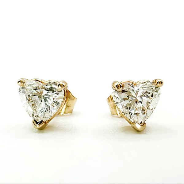 Heart Shaped Stud Earrings, 1ctw