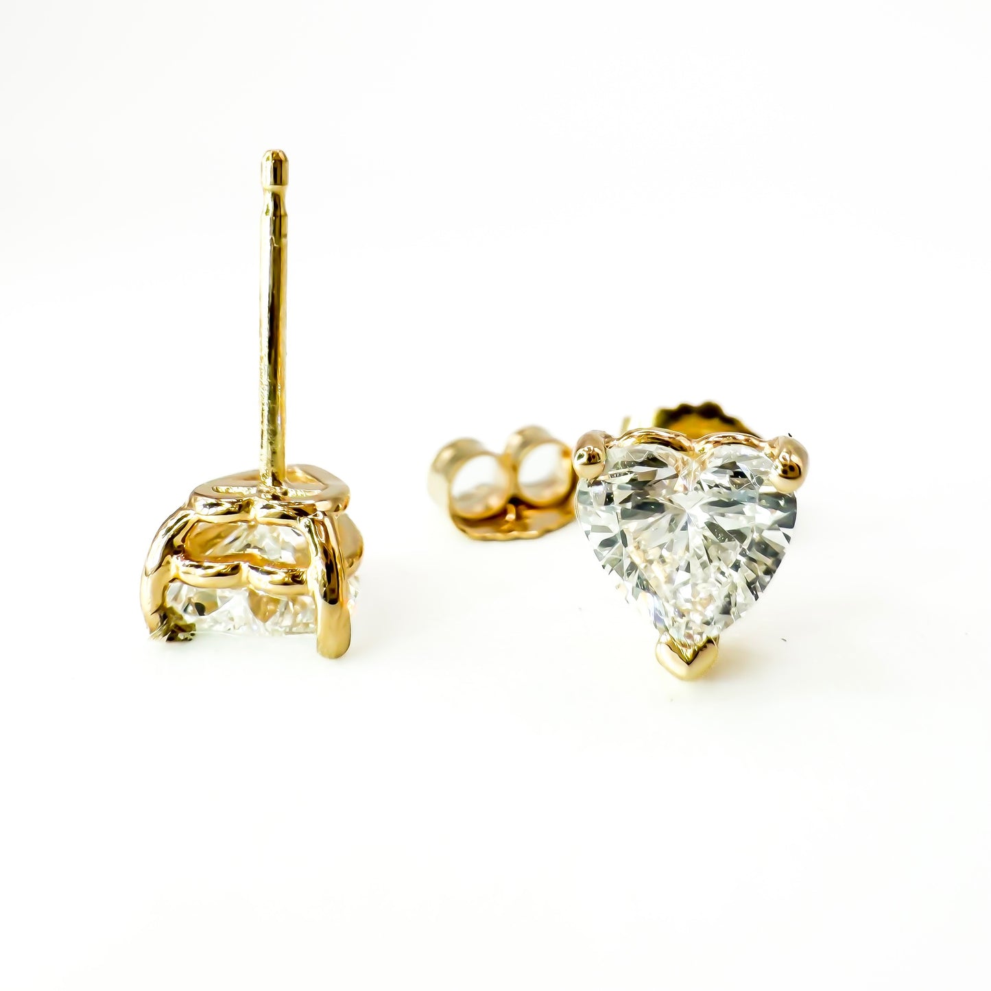 Heart Shaped Stud Earrings, 1ctw