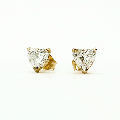 Heart Shaped Stud Earrings, 1ctw
