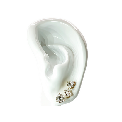 Heart Shaped Stud Earrings, 1ctw
