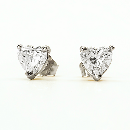 Heart Shaped Stud Earrings, 1ctw