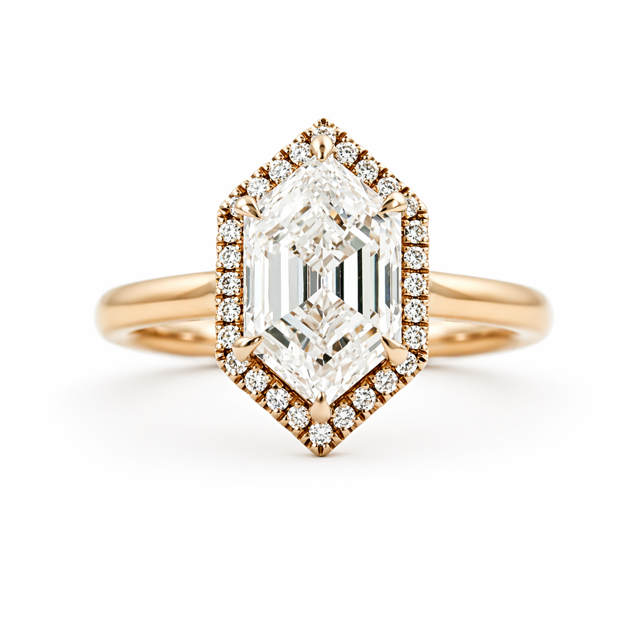 The Look Sharp Elongated Hexagon Halo Ring