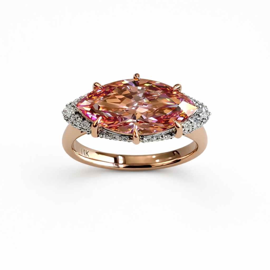 The Bi-coastal Marquise Pave Rosé, 4ct Fancy Pinkish Brown VS1