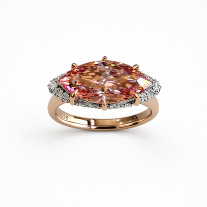 The Bi-coastal Marquise Pave Rosé, 4ct Fancy Pinkish Brown VS1