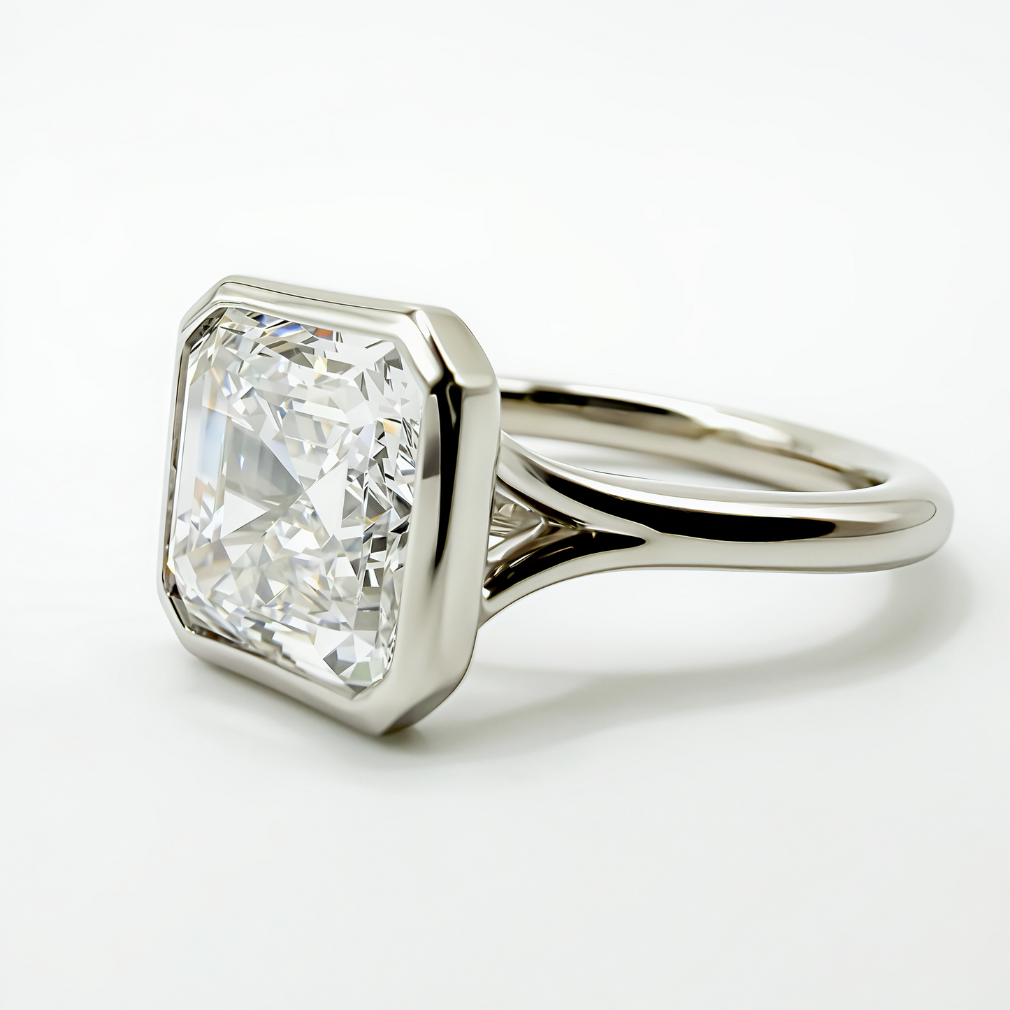Asscher Bezel Ring in Platinum