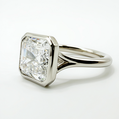 Asscher Bezel Ring in Platinum
