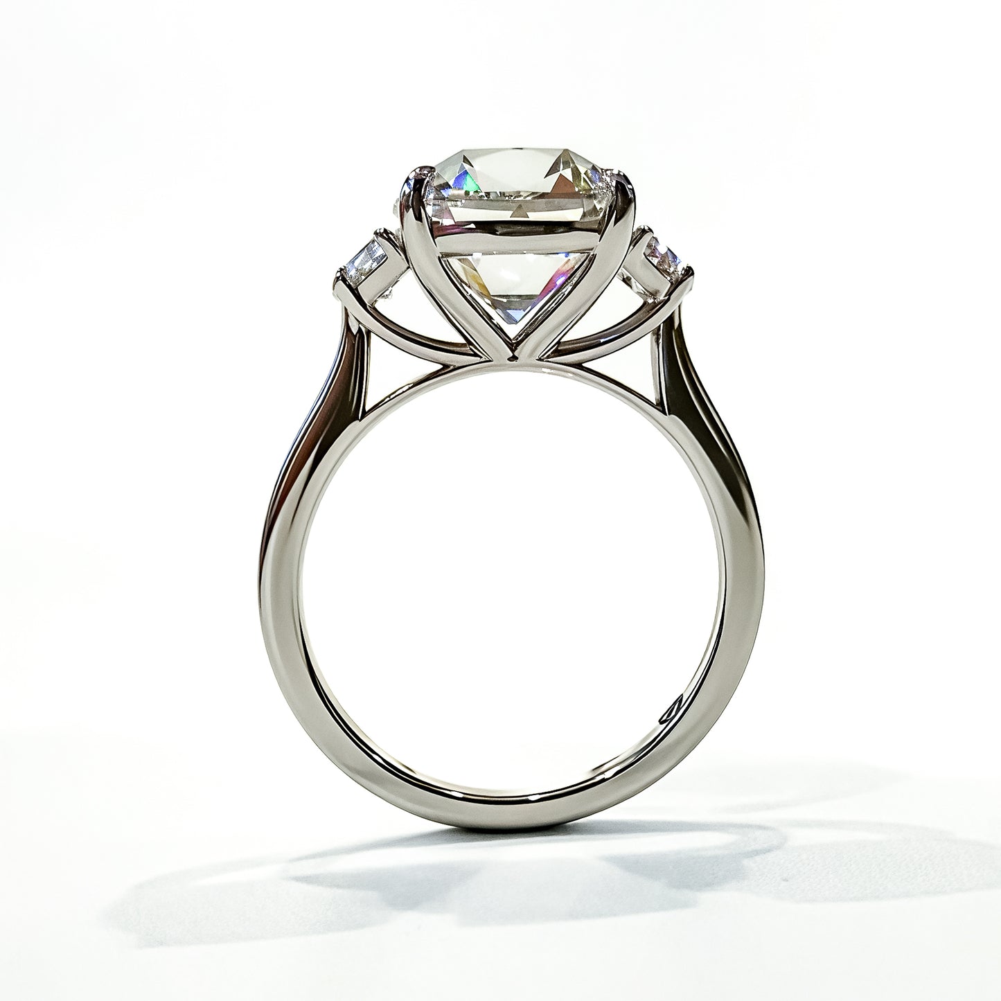 The Lunar Heirloom, 3.62ct OMC Cushion with Half Moons in 14K White Gold