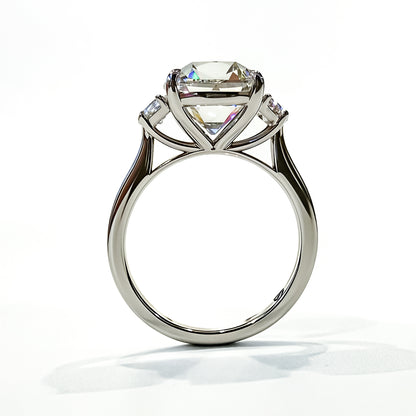 The Lunar Heirloom, 3.62ct OMC Cushion with Half Moons in 14K White Gold