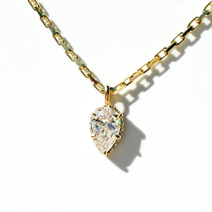 Pear-Shaped Diamond Pendant in 14K Yellow Gold