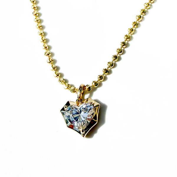 Heart-Shaped Diamond Pendant in 14K Yellow Gold
