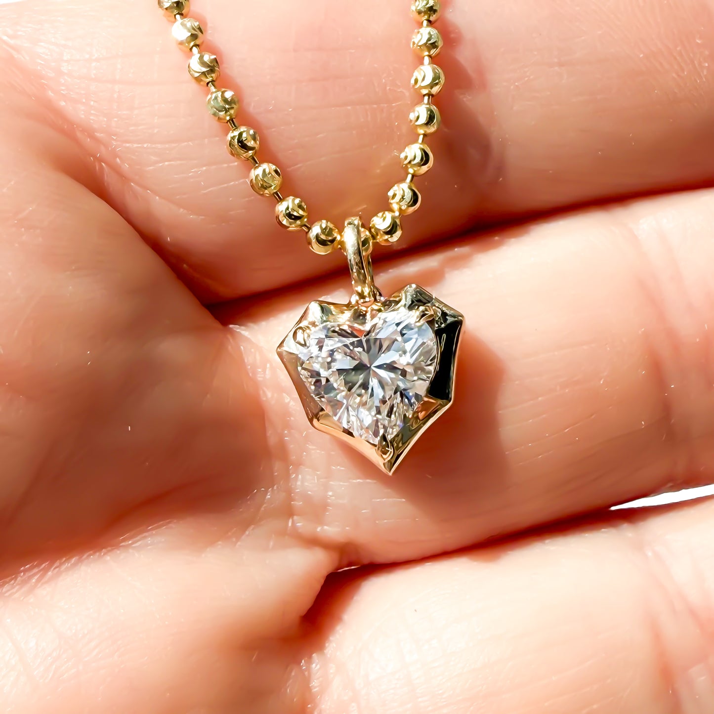Heart-Shaped Diamond Pendant in 14K Yellow Gold