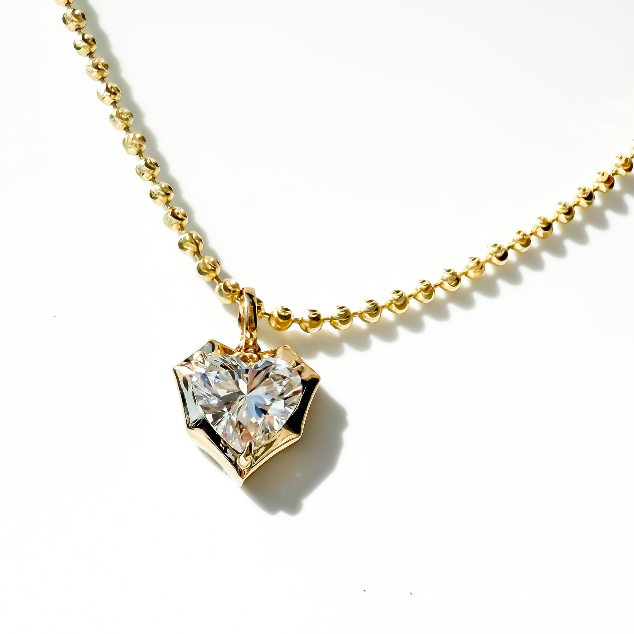 Heart-Shaped Diamond Pendant in 14K Yellow Gold