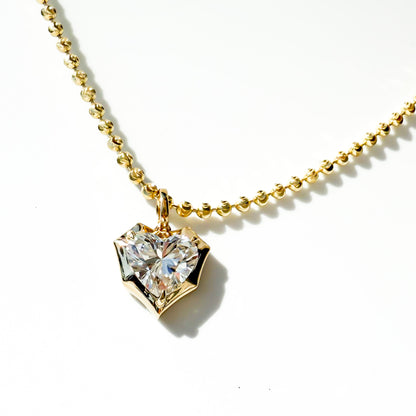 Heart-Shaped Diamond Pendant in 14K Yellow Gold