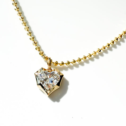 Heart-Shaped Diamond Pendant in 14K Yellow Gold