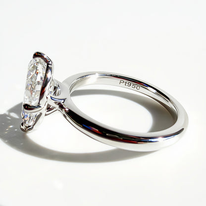 Compass Set Antique Cut Pear Diamond Ring in Platinum