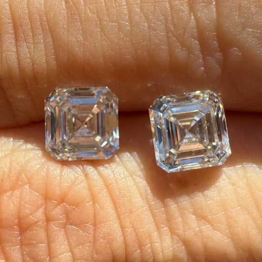 Matched pair: 3.61ctw E VS1 Asscher Cut IGI Certified Loose Lab Diamonds