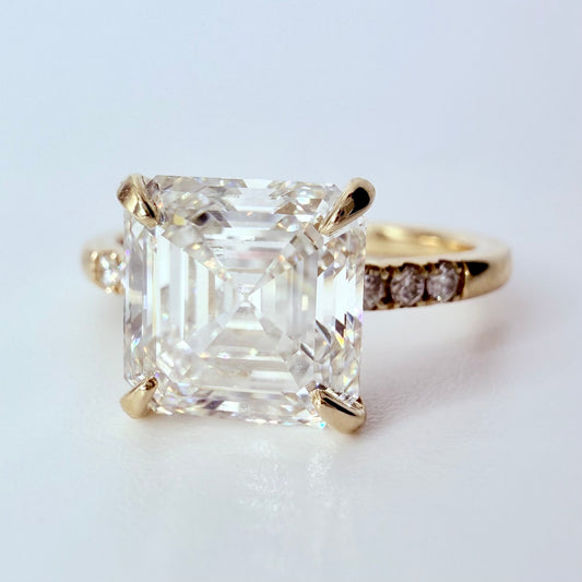 Asscher floating gallery ring