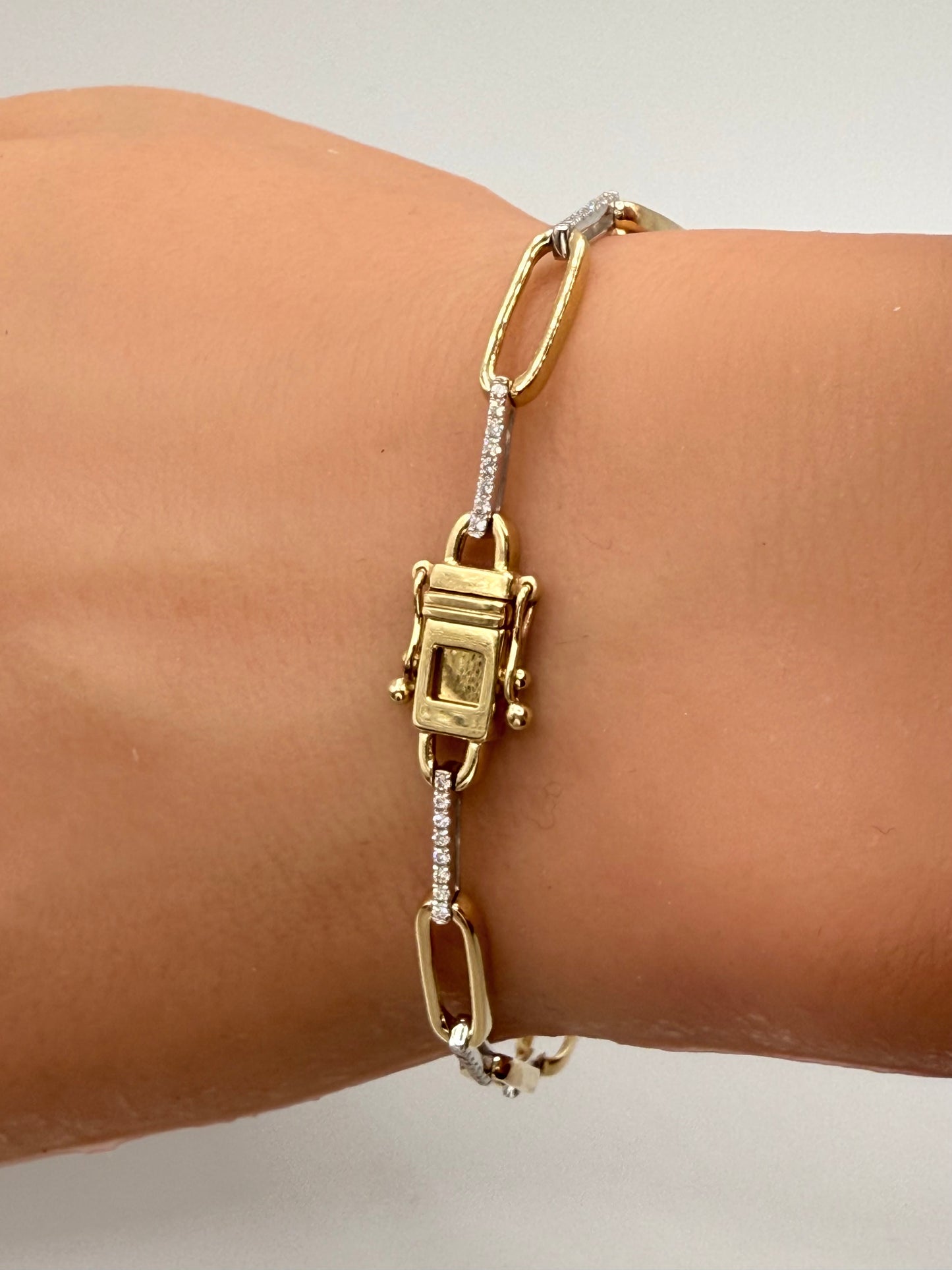 Pave paperclip bracelet