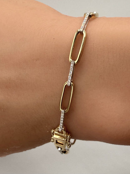 Pave paperclip bracelet
