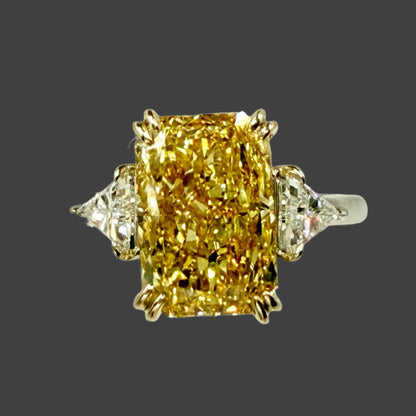 Fancy Yellow Radiant Three Stone Ring