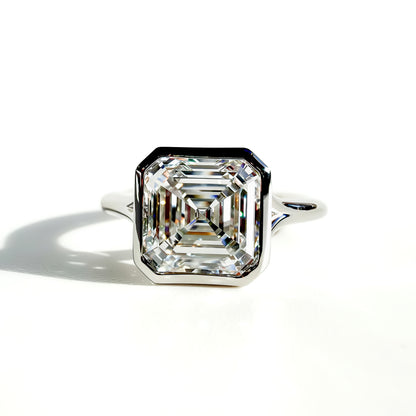 Asscher Bezel Ring in Platinum
