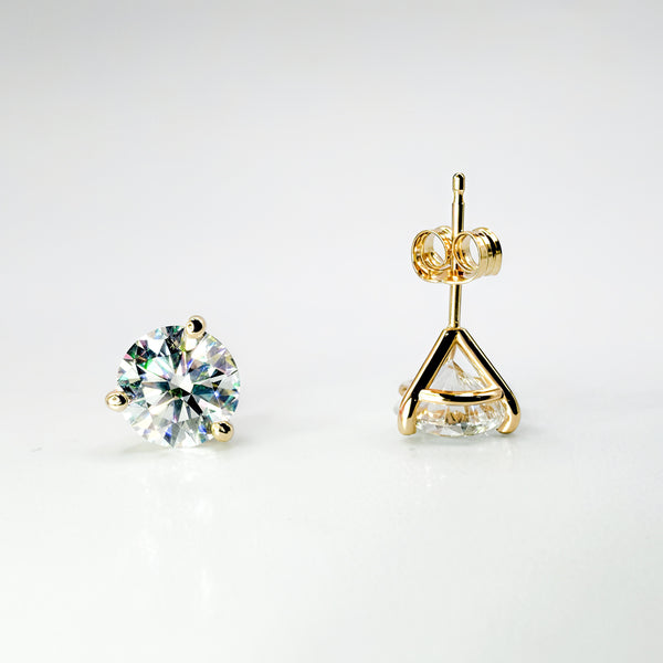 3.04ctw D VS1 Round Brilliant Lab Grown Stud Earrings