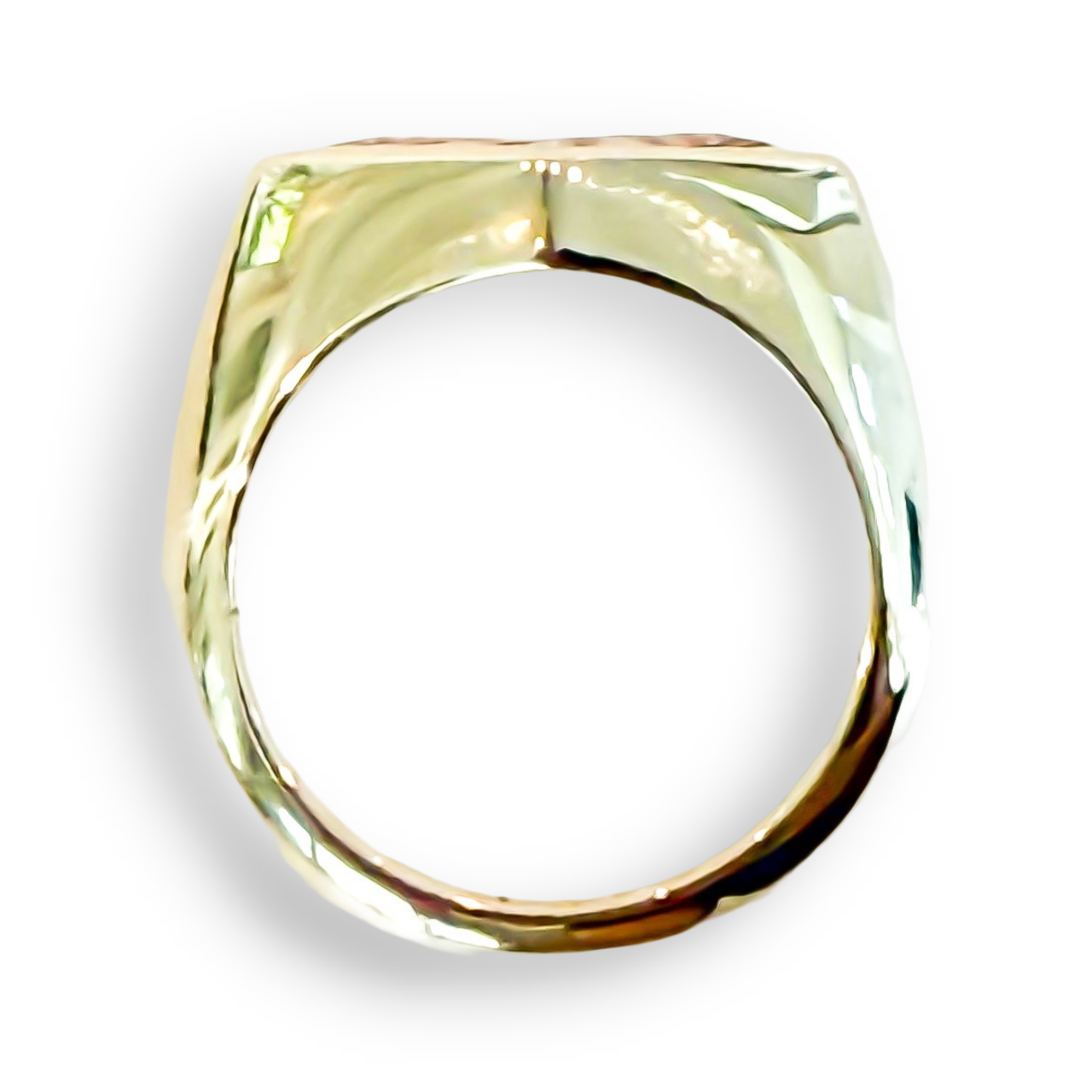 Fancy Vivid Pink Diamond Signet Ring in 14K Yellow Gold