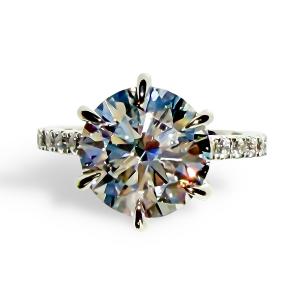 Classic 4.3ct Round Brilliant Pave Solitaire Ring