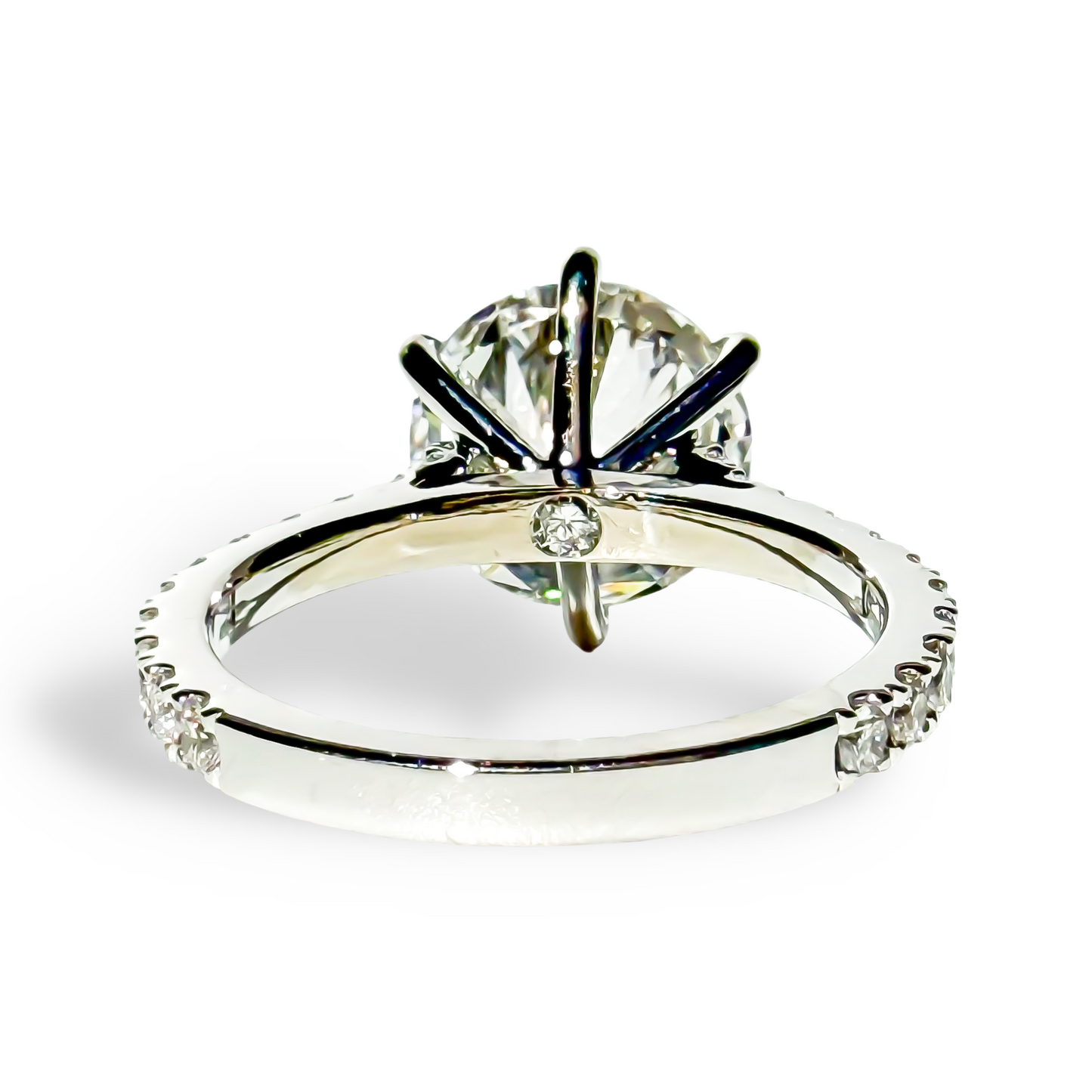 Classic 4.3ct Round Brilliant Pave Solitaire Ring