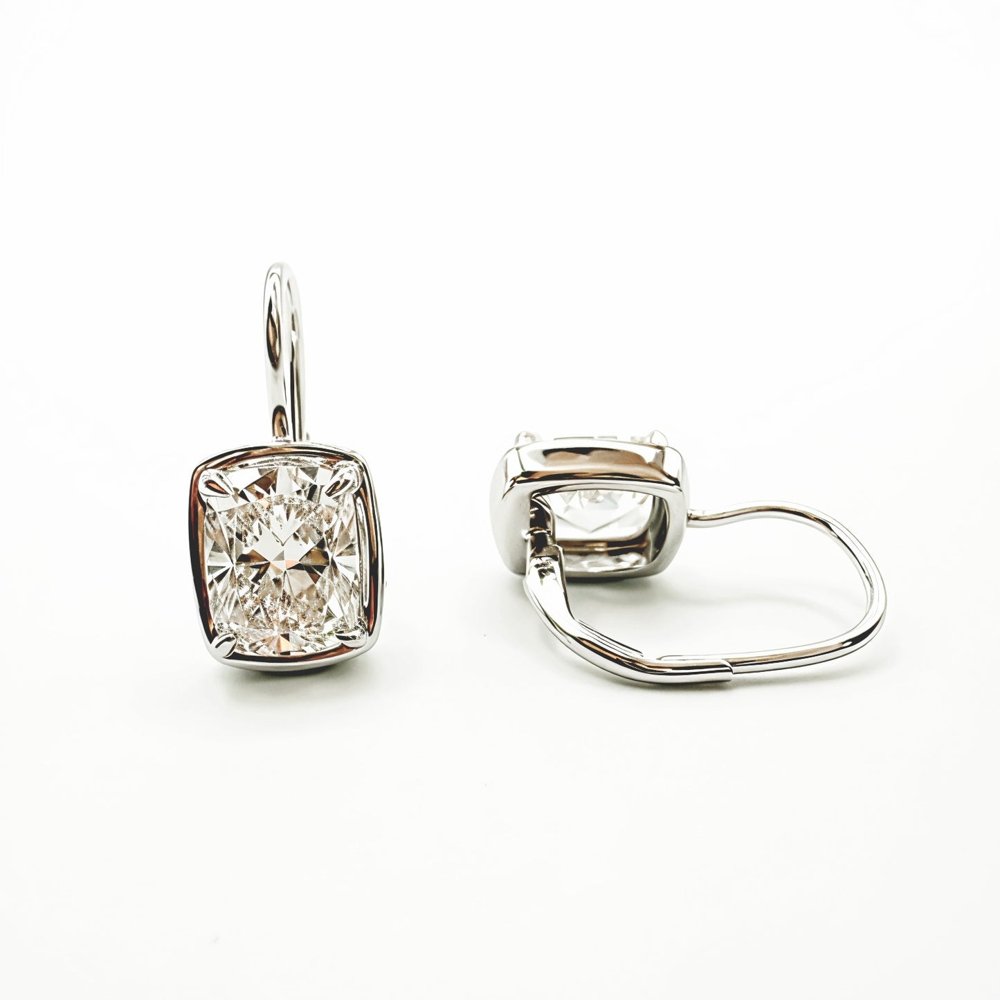 Pillow Drops, 4.22ctw E VVS2 Cushion Cut Dangle Earrings