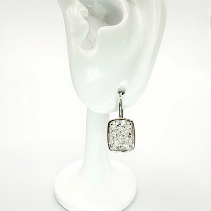Pillow Drops, 4.22ctw E VVS2 Cushion Cut Dangle Earrings
