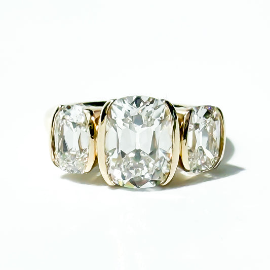 Old mine cut triad ring