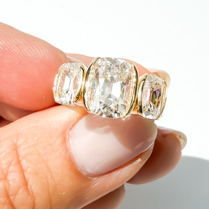 Old mine cut triad ring