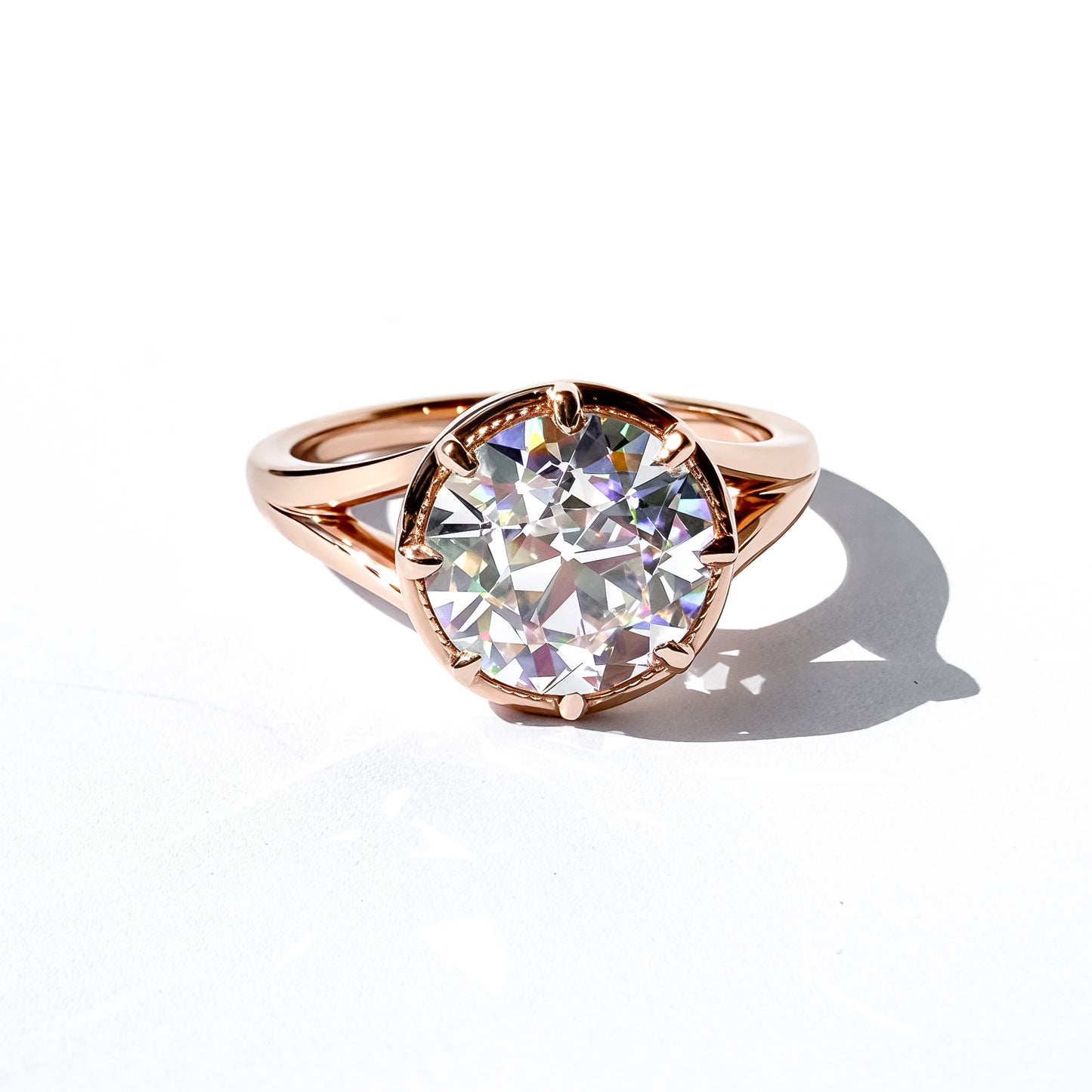 OEC 3.17ct E VVS2 Solitaire in 14K Rose Gold