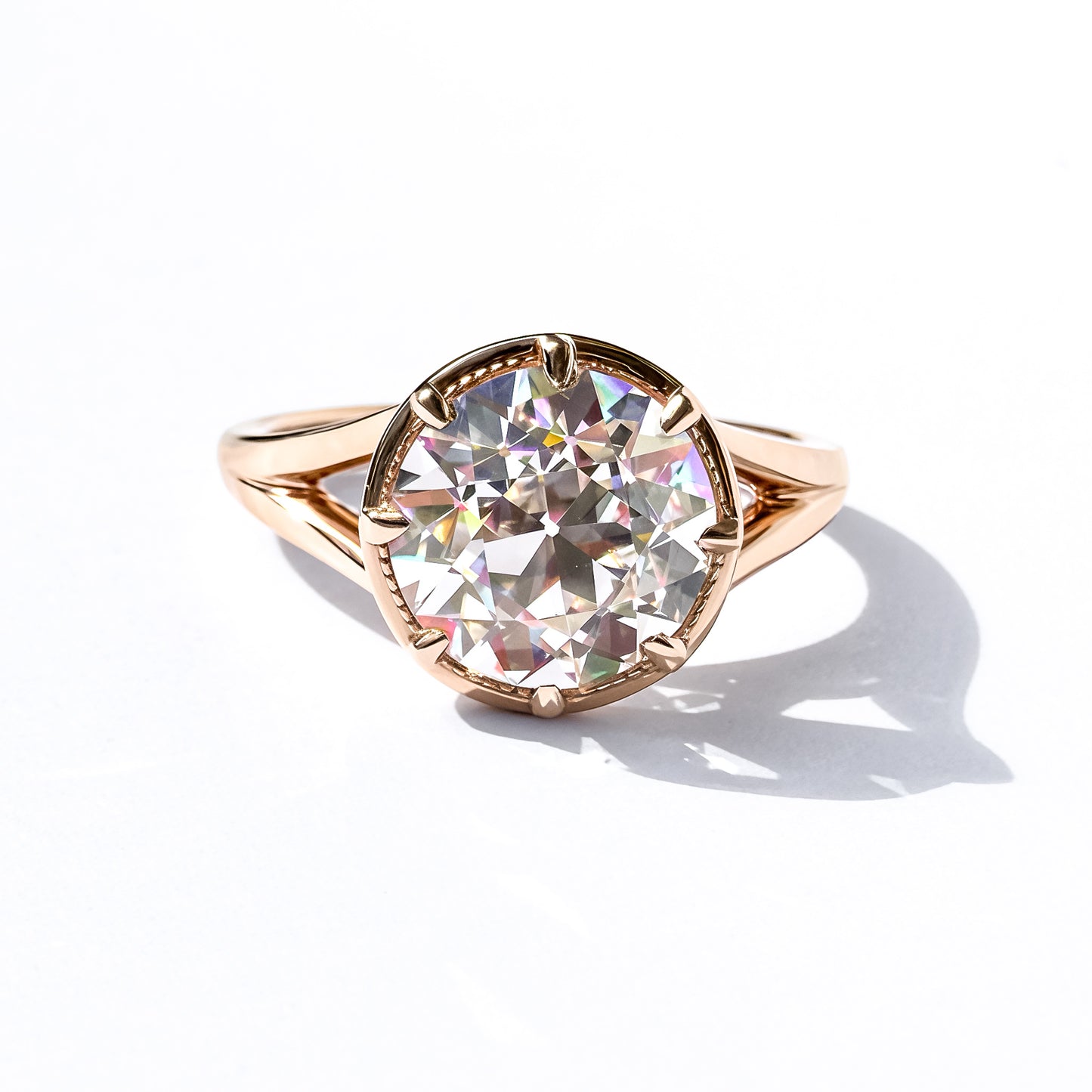 OEC 3.17ct E VVS2 Solitaire in 14K Rose Gold