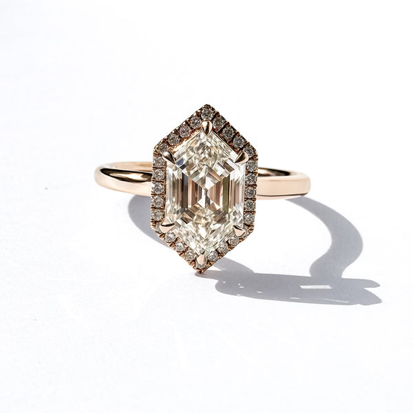 The Look Sharp Elongated Hexagon Halo Ring