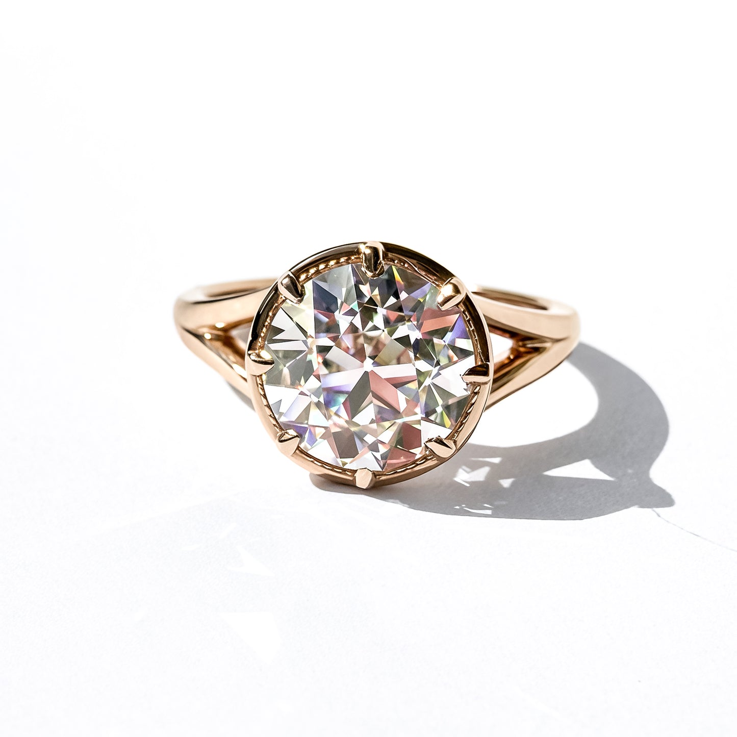 OEC 3.17ct E VVS2 Solitaire in 14K Rose Gold