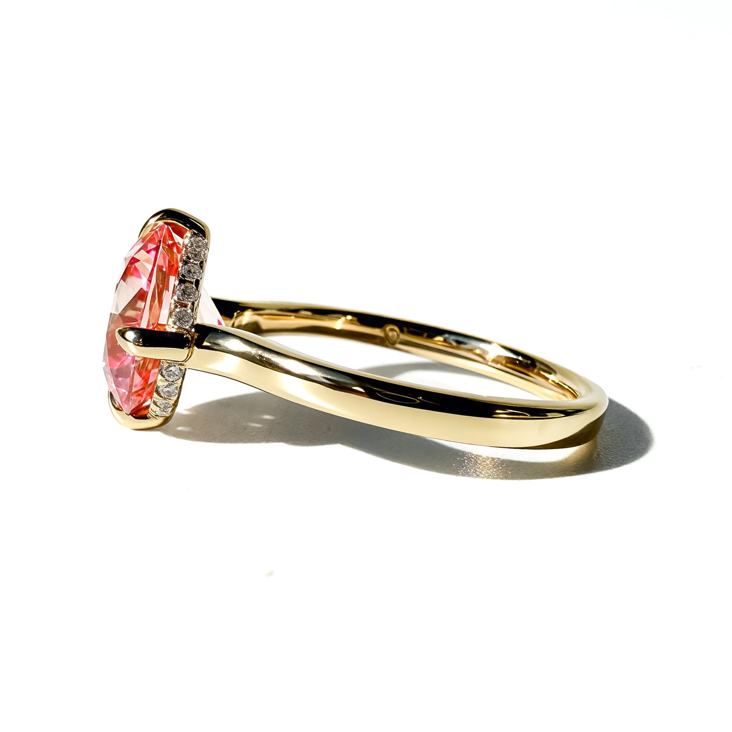 The Lodestone 3.42ct Pink Round Brilliant Solitaire in 14K Yellow Gold