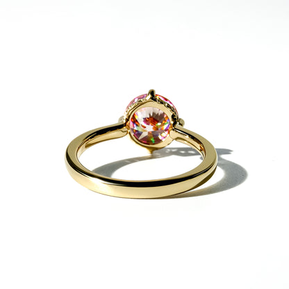 The Lodestone 3.42ct Pink Round Brilliant Solitaire in 14K Yellow Gold
